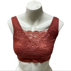 Rhonda Shear rust stretch lace overlay bralette size xl